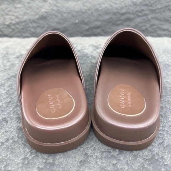 Gucci Beige and Brown Monogram Slides - Picture 4 of 5